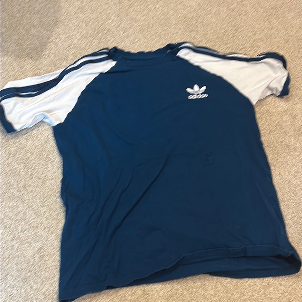 Adidas Navy and White Raglan Tee
